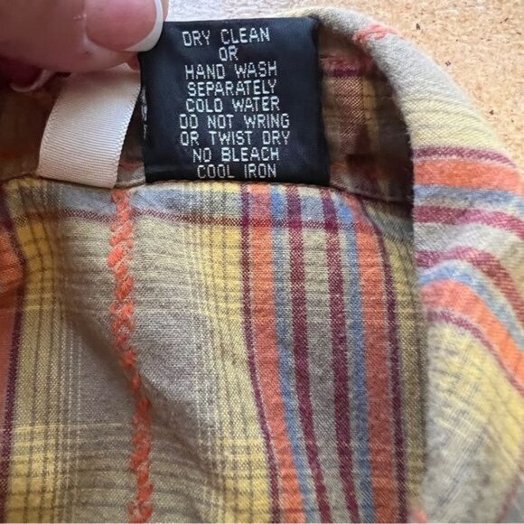 Western Cowgirl Womens Long Sleeve Plaid Shirt Size M Yellow/Red Embellished - Picture 10 of 12